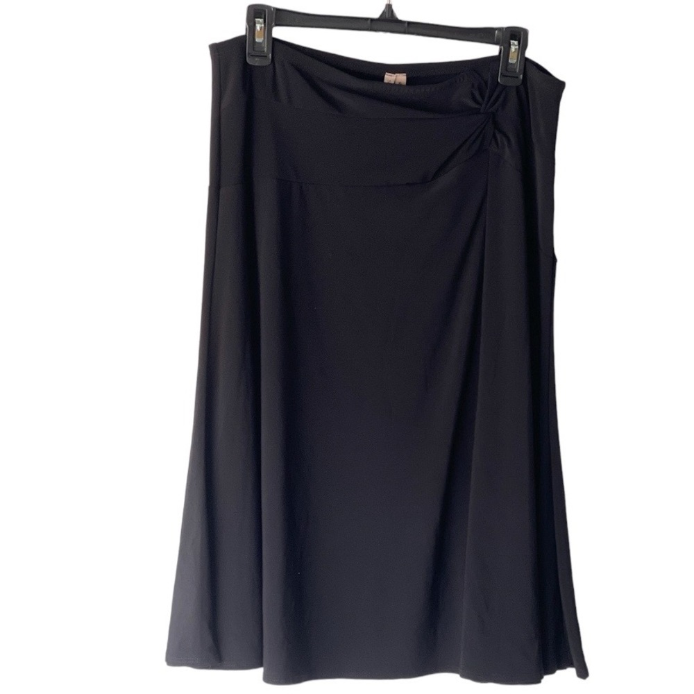 Susan Lawrence Women's Plus Size Black A-Line Flared Stretch Slit Skirt, Sz XL